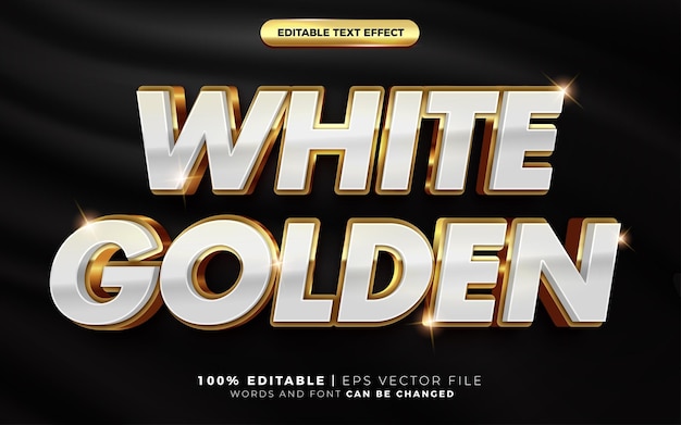 3D-Luxus-Weiß-Golden-Glanz-Textstil-Effektvorlage editierbarer Texteffekt
