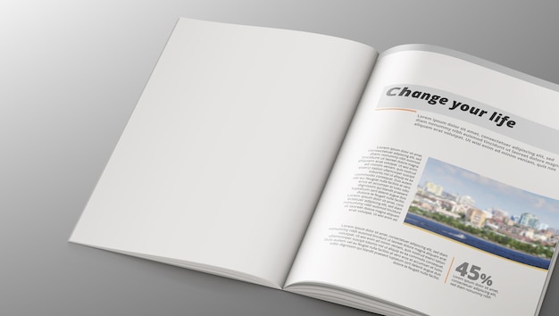 3D-Magazin-Design-Konzept Saubere weiße Seite