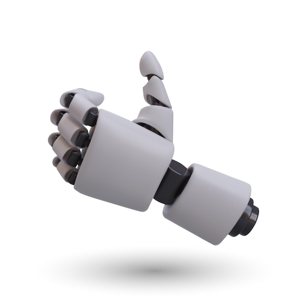 3D-mechanische Hand mit gebogenen Fingern. Intelligenter Manipulator. Roboterprogrammierbare Ausrüstung