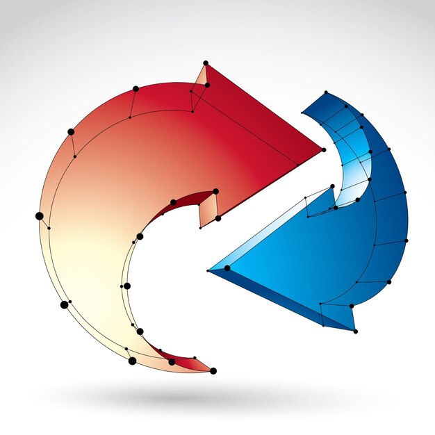 3D-Mesh stilvolles Update-Zeichen isoliert auf weißem Hintergrund farbenfrohes elegantes Gitter erneuern Icon dimensional Tech erneuern Symbol hell klar eps 8 Vektor-Illustration