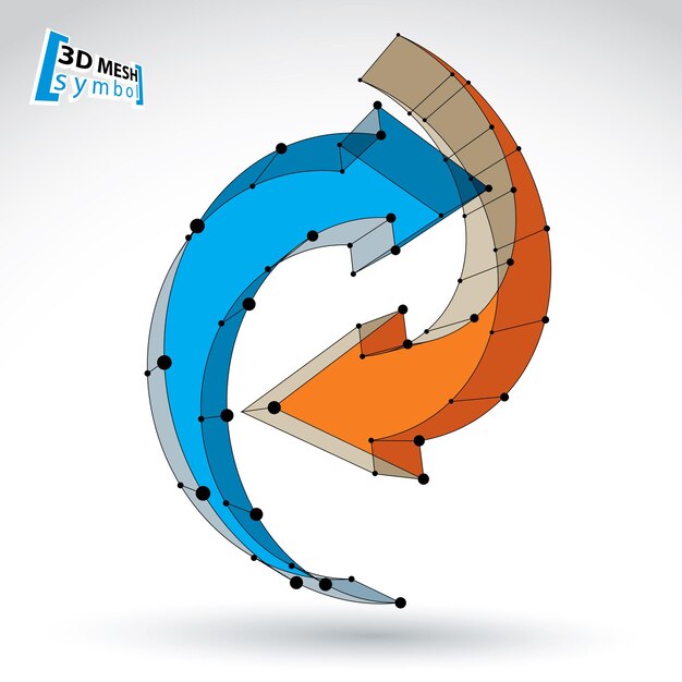 3D-Mesh stilvolles Update-Zeichen isoliert auf weißem Hintergrund farbenfrohes elegantes Gitter Renewicon dimensionaler Tech-Auffrischungssymbol helles klares eps 8 Vektor-Illustration