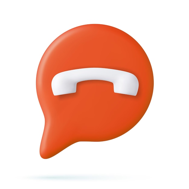 3D-Minimal-Ablehnen des Telefonsymbols Sprachwolke mit Mobilteil Eingehenden Anruf ablehnen 3D-Rendering Vektorillustration