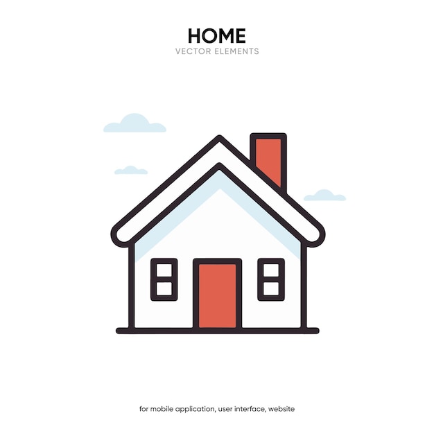 3d Minimal modern home homepage base main page house push button icon emblem symbol schild