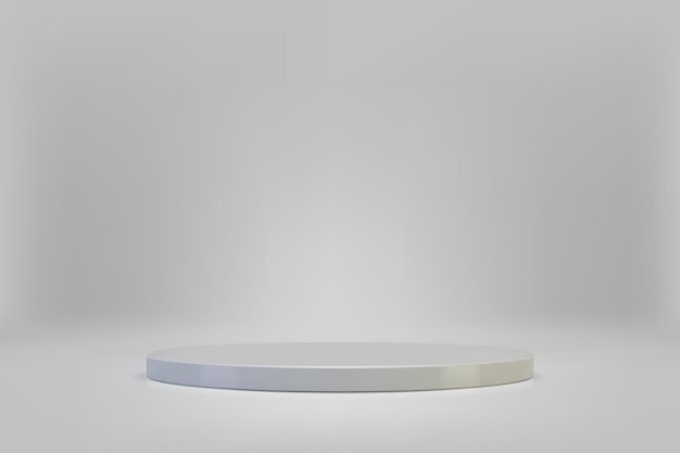 3D-Minimalszene mit weißem Zylinderpodest auf hellem Hintergrund