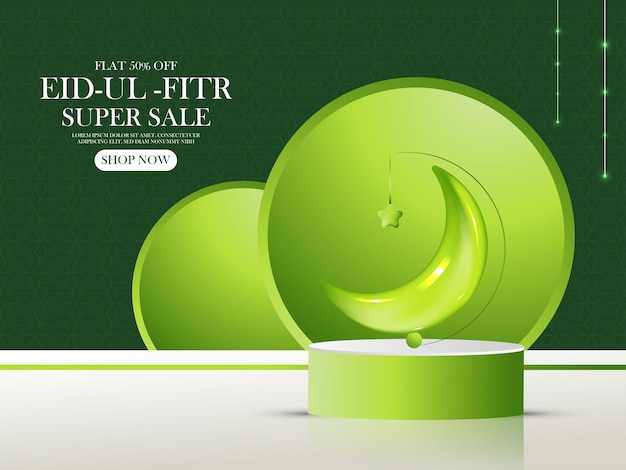 3d modernes eidalfitr super sale islamisches feiertagsbanner-design web-header und poster für eid mubarak