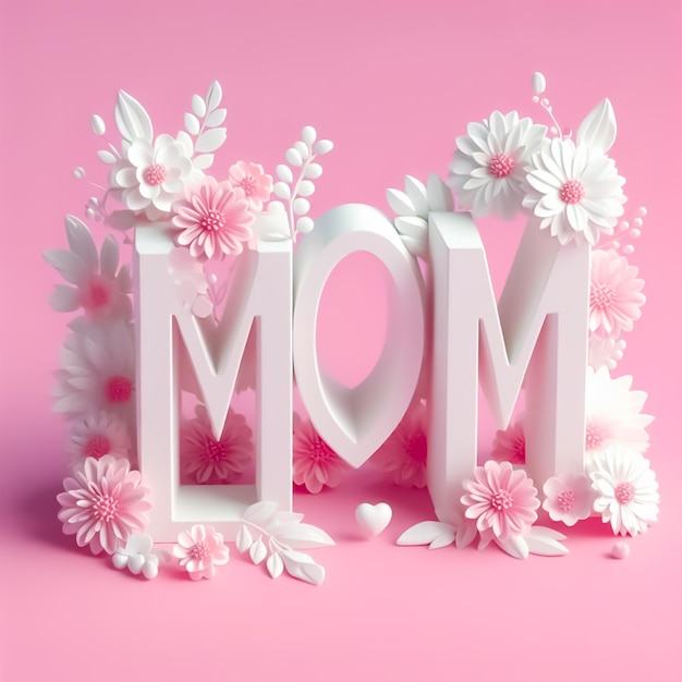 Vektor 3d-muttertag typografie grußkarten-design mit dem wort mutter mit blumen geschmückt