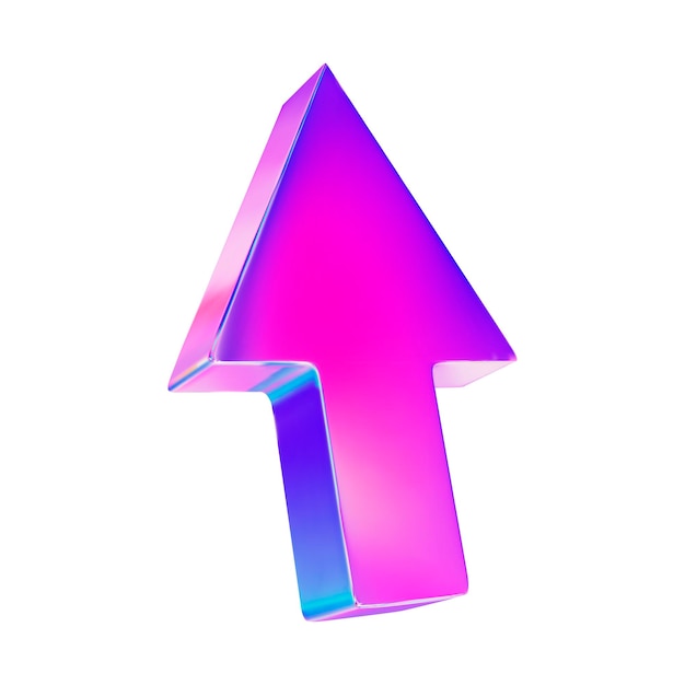 3D-Neonpfeil, der nach oben zeigt. Vektorillustration auf isoliertem Hintergrund