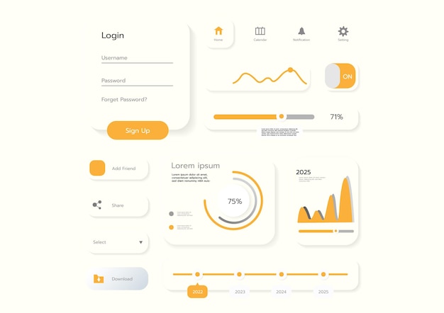 3D-Neumorphic Soft UI Design 3D-Tasten