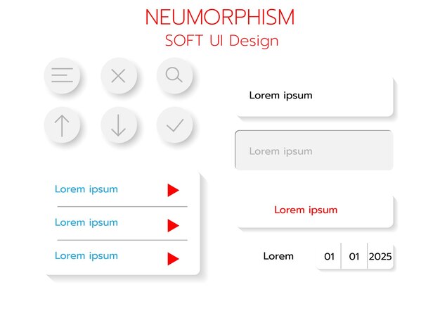 3D-Neumorphic Soft UI Design 3D-Tasten
