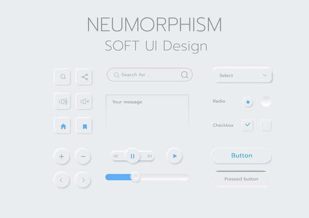 3D-Neumorphismus-Soft-UI-Design 3D-Schaltflächen
