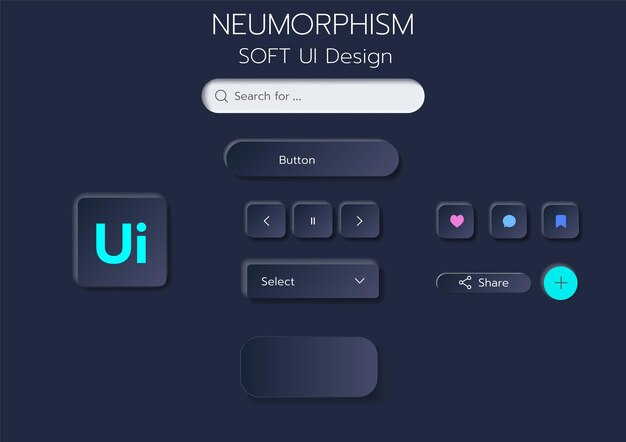 3D-Neumorphismus-Soft-UI-Design 3D-Schaltflächen