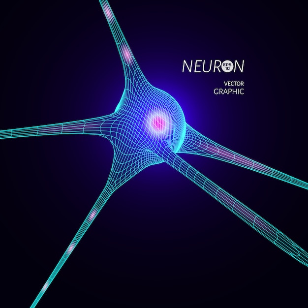 3d-neuronenmodell. grafik-design-element für die wissenschaftsveröffentlichung.