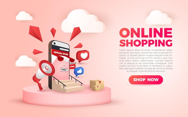 3d online-shopping social media mobile anwendungen banner