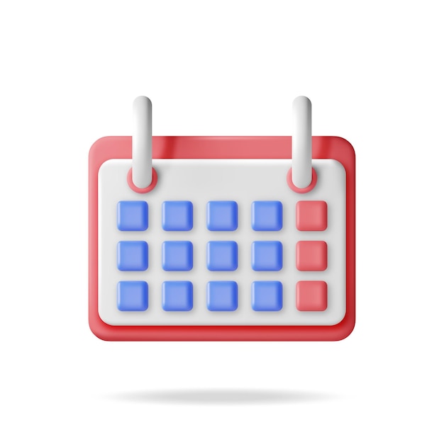 3D-Papier-Spiral-Wandkalender Isolierter Render-Kalender-Symbol-Zeitplan Terminplaner Zeittabelle Wichtiges Datum-Zeit-Management-Konzept Minimal-Vektor-Illustration
