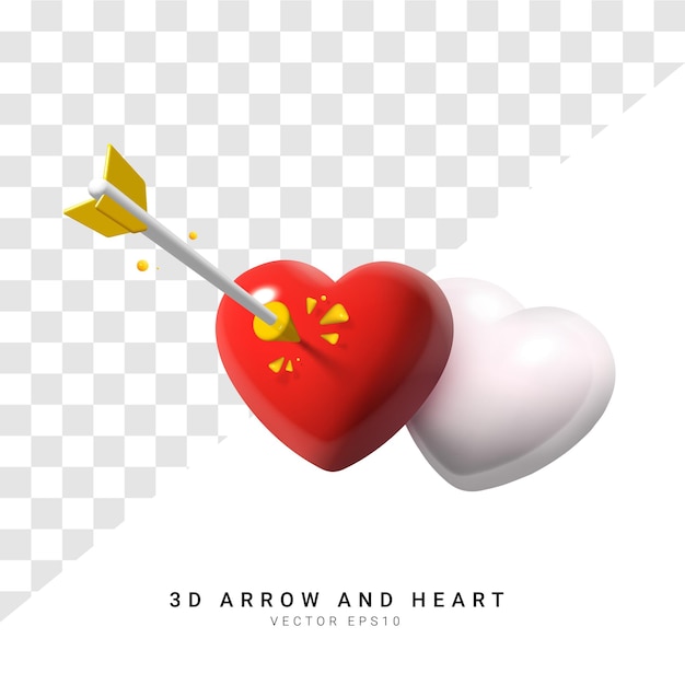 3D-Pfeil und Herz Vektor-Illustration