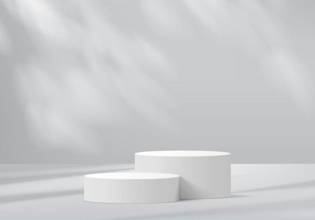 3D-Podium Graue Farben auf dem Hintergrund Plattform Stand zeigt kosmetische Produkte für die Ausstellung Bühne Ausstellung auf dem Sockel schwarz-weiß Studio Plattform 3D-Einfachheit Formen Vektor-Render-Illustration