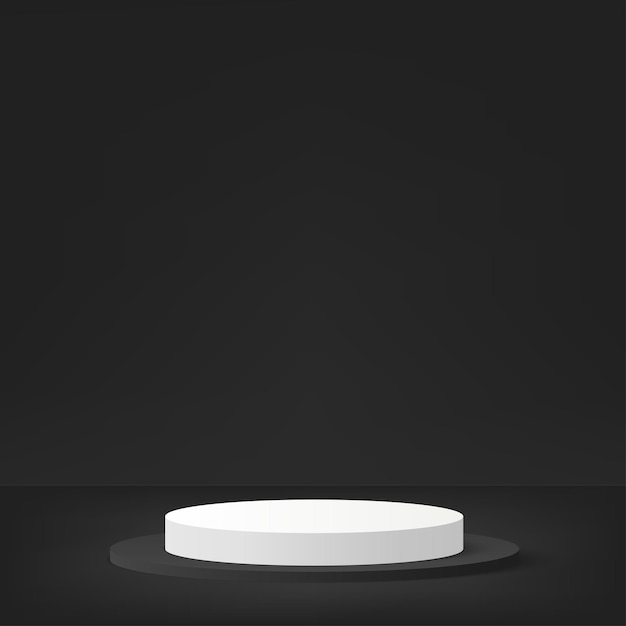 3D-Podium in schwarzer Farbe und minimale Wandszene in schwarzer Farbe 3D-Podium minimaler abstrakter Hintergrund Vektorillustration