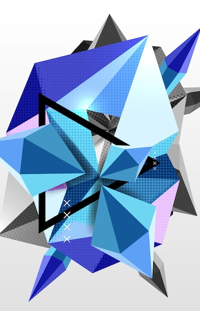 3D-polygonale Elemente abstrakte Hintergrundtextur Vektor moderne Vorlage blaue Farbe