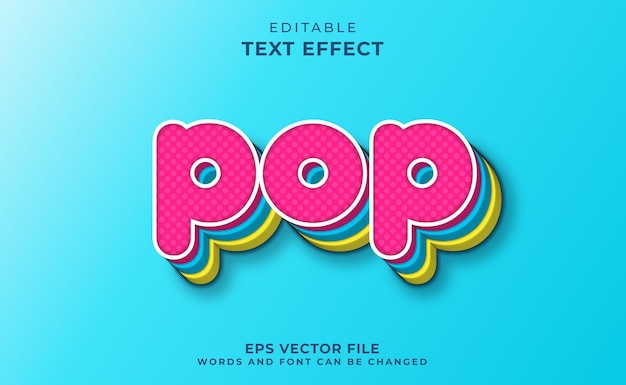 Vektor 3d-pop-texteffektvorlage mit farbenfrohem stil