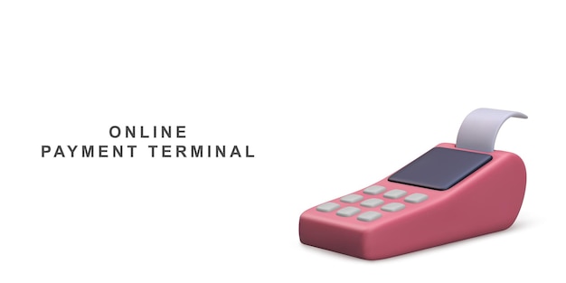 3d pos-terminal-zahlungsmethoden online-shopping-zahlung mit kreditkarte vektor-illustration
