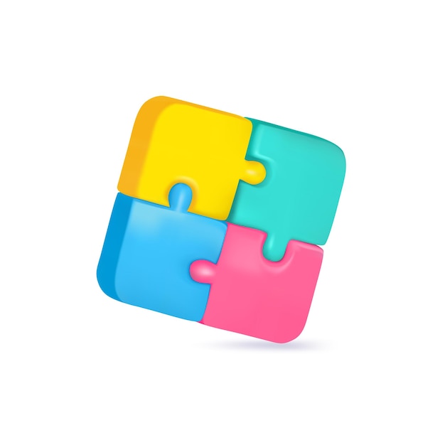 3D-Puzzleteile auf rosa Hintergrund Problemlösung GeschäftskonzeptVektorillustration