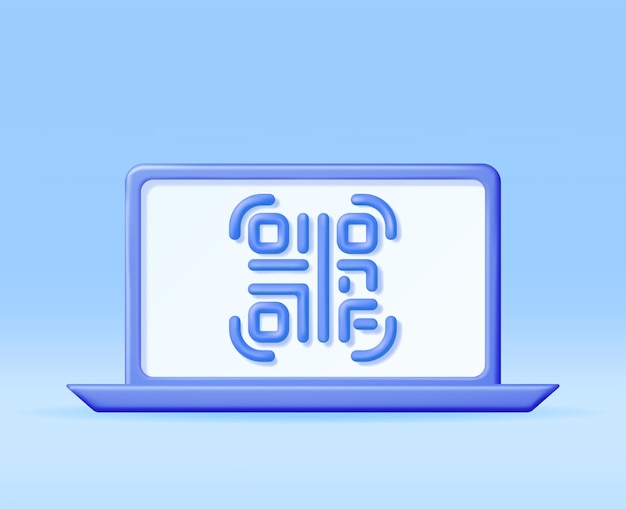 3D-QR-Code-Symbol auf dem Computerbildschirm