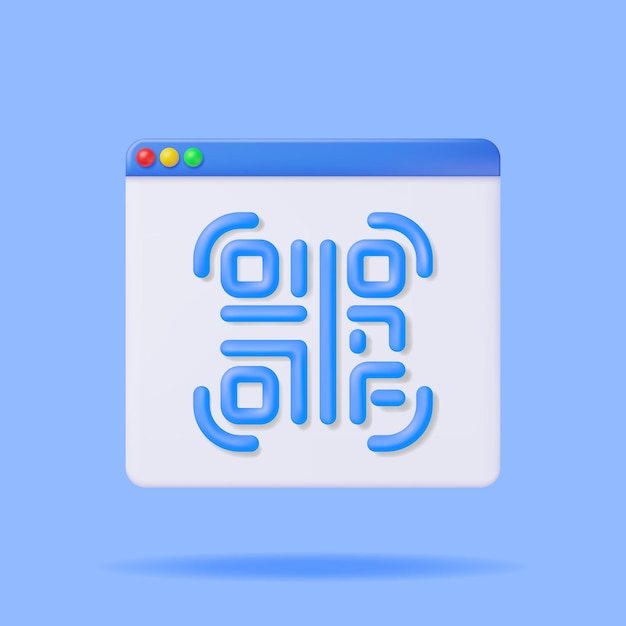 3D-QR-Code-Symbol im Browserfenster