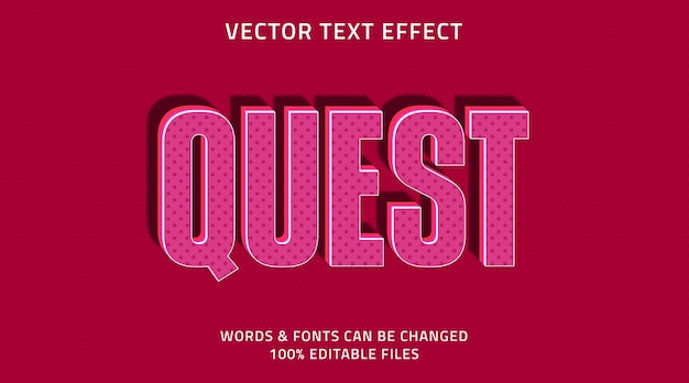 Vektor 3d-quest mit bearbeitbarem texteffekt