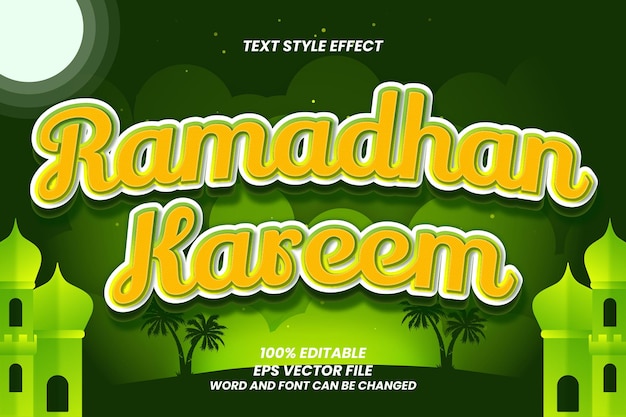 3D Ramadan Kareem bearbeitbarer Texteffekt