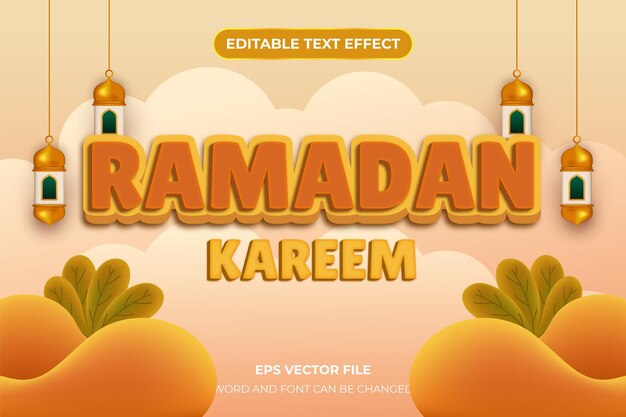 3D-Ramadan-Kareem-Texteffekt im Cartoon-Stil