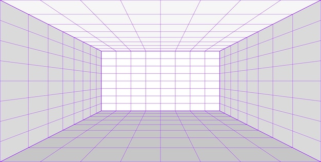 3d-rasterperspektiven-laserraum im technologiestil. virtual-reality-tunnel oder wurmloch. abstrakter vaporwave-hintergrund