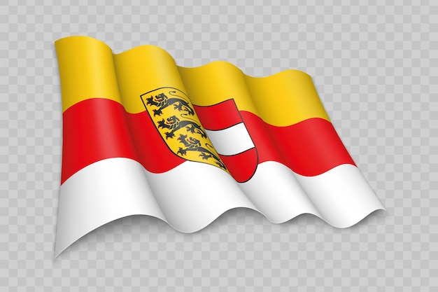 Vektor 3d realistisch wehende flagge von kärnten ist ein bundesland österreichs
