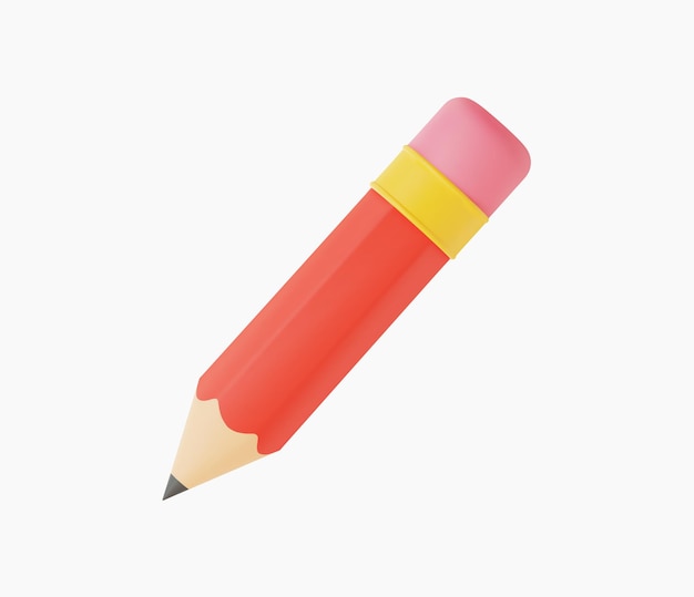 3D realistische Bleistift-Symbol-Vektor-Illustration