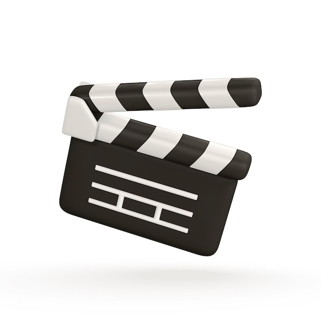 3D-realistische Filmklappe Filmklappe in Kunststoff-Cartoon-Stil Vektorillustration