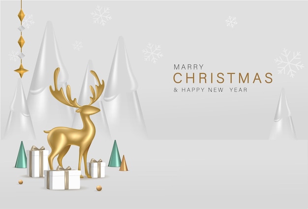 3d-realistische frohe weihnachten und happy new year-banner mit 3d-element-vektor-illustration.