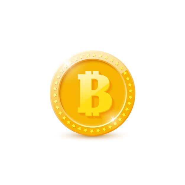3D realistische Gold-Bitcoin-Münze.