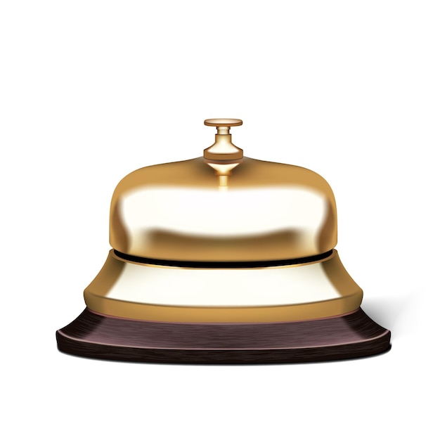 3D Realistische goldene Service-Hotelrezeptionsglocke