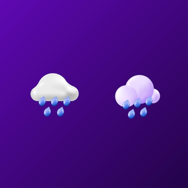 3D realistische Regenwolke Vektor Illustration Wettersymbol