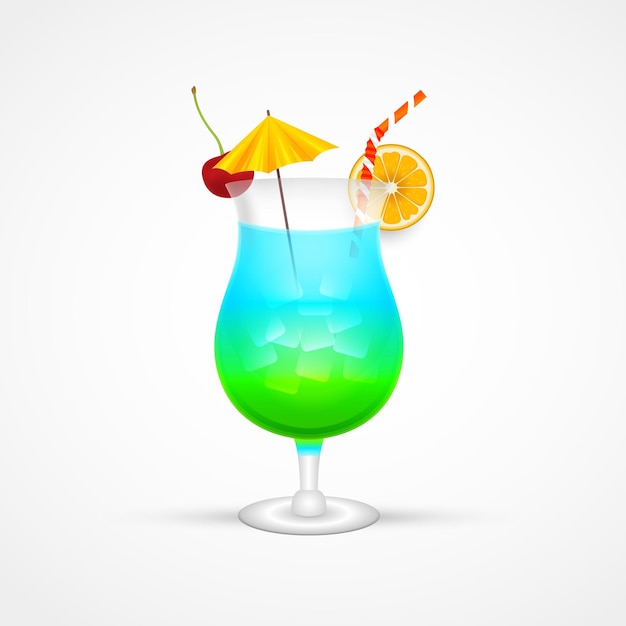 3D-realistische Sommerferien mit tropischen Cocktails