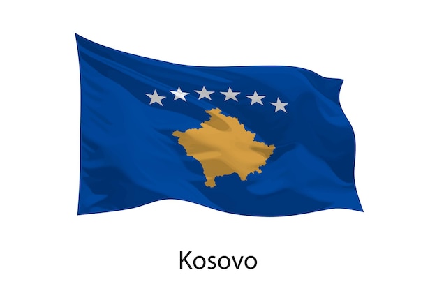 3D realistische wehende Flagge des Kosovo isoliert