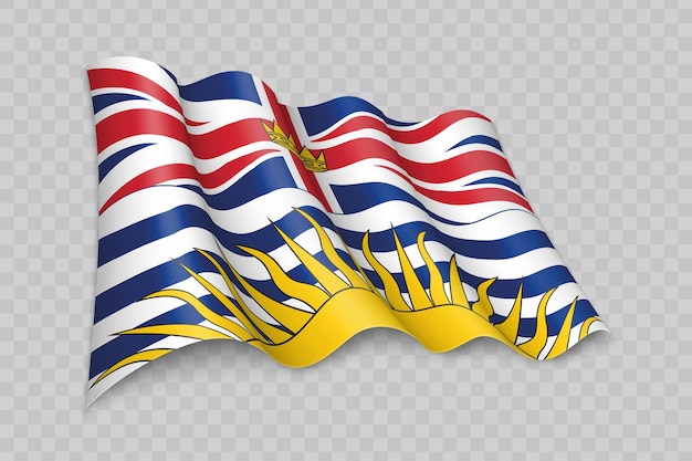 3d realistische wehende flagge von british columbia ist ein bundesstaat kanadas