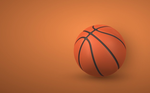 3D-realistischer Basketballball isoliert auf orangefarbenem Hintergrund Vektor-Illustration