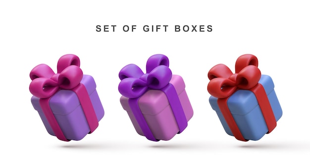 3D realistischer Satz Geschenkbox-Vektorillustration