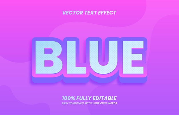 Vektor 3d-realistischer süßer blauer text-effekt