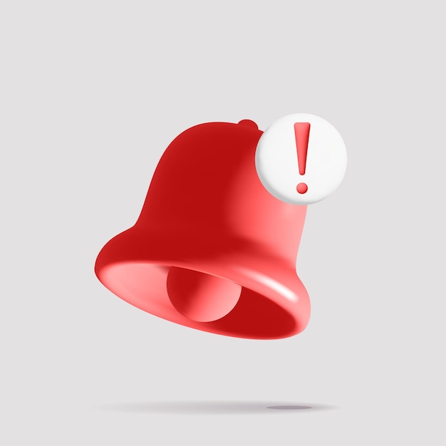 3D-realistischer Vektor rotes Gefahrenbenachrichtigungs-Glockenschild-Design