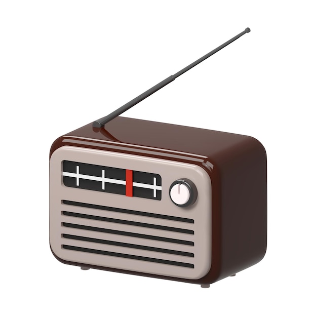3D-realistisches braunes altes Retro-Vintage-Radio-Tuner-Empfänger-Symbol Nationaler Weltradiotag-Vektor