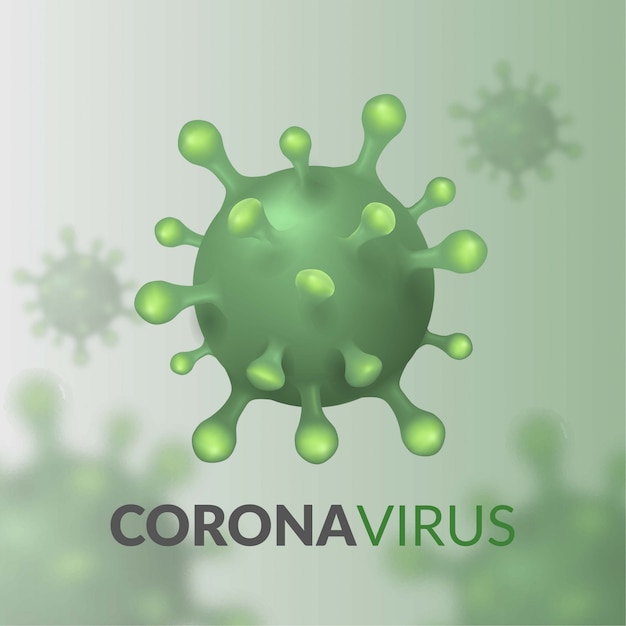 3D realistisches Coronavirus-Covid-19-Modell mit grüner Farbe