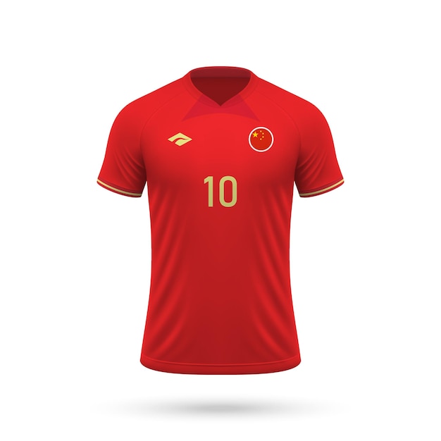 Vektor 3d-realistisches fußballtrikot der chinesischen nationalmannschaft 2024