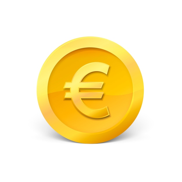 3D-realistisches Goldmünzensymbol isoliert auf weißem Hintergrund Gold-Euro-Münze Vektor-Illustration