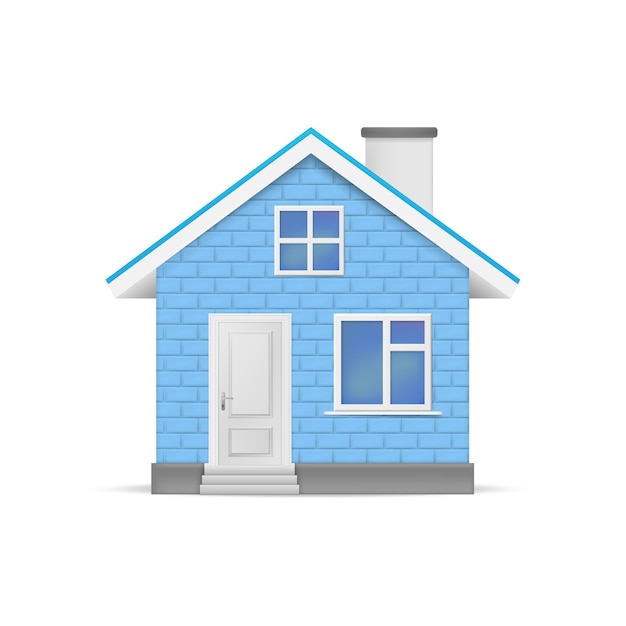 3D realistisches Haus isoliert auf weißem Hintergrund Vektor-Illustration